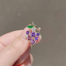 Grape Anti-Exposure Brooch For Women, Cross-Border Fresh And  Personality Pin, Collar Pin, Cardigan Fixing Clothing Accessory, Brooch - Số 296 Nho tím hai màu - Xem 10