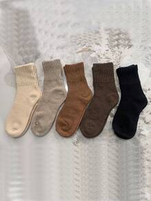 5pairs Women Winter Socks Warm Thick Knit Soft Vintage Casual Crew Socks Fuzzy Socks Knitted Socks For Women, Thick & Warm Socks For Women Wearing With Snow Boots Or Ankle Boots2pcs/6pcs/10pcs20pcs - Multicolor - View 8