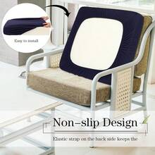 Newwiee 8Pcs Patio Cushion Covers Stretch Outdoor Cushion Cover Replacement For Patio Furniture Sofa Couch Slipcovers, Soft Flexibility Washable Furniture Protector(Waterproof Pure,Navy),One-Size,NavyWaterproofPure - 海軍藍防水純色 - 查看 6