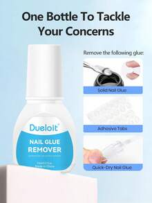 Nail Glue Remover Glue 15ml For False Nails, Press On Nails Glue Remover For Fake Nail Tips Acrylic Nail Adhesive Remover With Cuticle Pusher