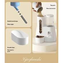 This Is A Compact Automatic Pet Water And Food Dispenser, Designed With A 2-In-1 Feature, Equipped With A Large Capacity Water Bottle And Food Bowl. Suitable For Small Pets Such As Hamsters And Squirrels. - Multicolor - View 3