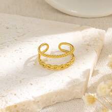 Double-Layer Stainless Steel Stacked Ring, A Versatile Jewelry Accessory Suitable For Both Men And Women, Perfect For Daily Wear And An Excellent Gift For Special Occasions. - Yellow Gold - View 7