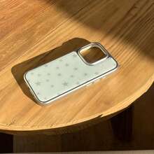 优雅蓝灰色星形图案手机壳，光滑亮泽，可爱手机保护套，兼容 17 Pro Max、16 Pro Max、15、14、13，适合女性使用 - 淺藍色 - 查看 10