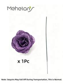 MEHELANY 20支/套 2.76英寸闪光玫瑰花束，DIY人造闪光花束，浅紫色仿真花，人造玫瑰，永不凋谢的闪亮人造玫瑰花束，适合周年纪念、订婚、结婚礼物、家居装饰、办公室厨房装饰、派对装饰、房间装饰、情人节装饰、母亲节装饰、送给女友、妈妈、女士的生日礼物（含包装纸）（轻微色差） - 紫色 - 查看 10