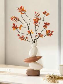 Jarrón de piedras abstracto, opción de decoración del hogar moderna, adecuado para la sala de estar, la mesa de entrada y el dormitorio. Una pieza decorativa central de moda, encaja perfectamente en espacios bohemios y minimalistas, adecuada para todas las estaciones, también se puede usar como decoración con tema de otoño. Eleva tu estilo interior con un toque artístico. - Multicolor - Ver 12