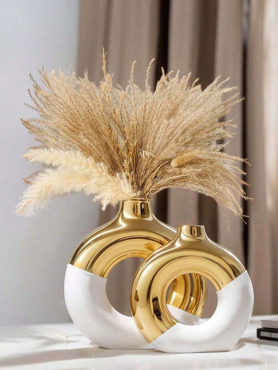 1 bình gốm hình bánh donut, bình tròn thích hợp để cắm cỏ lau, bình trang trí phong cách Bắc Âu hiện đại, bình gốm trang trí trung tâm, thích hợp cho đám cưới, phòng ngủ, phòng khách, bàn cà phê, quà tặng văn phòng, sinh nhật, lễ tốt nghiệp, trang trí nhà cửa (Lưu ý kích thước sản phẩm) - Nhiều màu - Xem 1