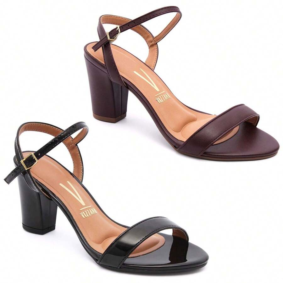 Kit Of 2 Vizzano Women's Sandals With Medium Thick Heel - Original - 黑色與葡萄酒 - 查看 1