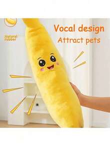 1pc Plush Squeaky Banana Dog Chew Toy - Suitable For Small, Medium, And Large Breeds Interactive Teething Toy - Relieve Anxiety Pet Toy, Soft Polyester Material, No Battery Required - Yellow - View 7