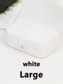 1pc Double Layer Jewelry Box, Large Capacity Jewelry Storage Box, Jewelry Display Tray, Necklace, Earrings, Jewelry & Accessories Organizer Box, White Simple Compartment Jewelry Display Stand With Dust-Proof And Anti-Oxidation Function, Compact Portable Jewelry Box, Travel Jewelry Storage Bag, Small Ring Earring Jewelry Box, Suitable For Earrings, Necklaces, Rings, Portable, Spacious, With Buckle, Lipstick, Watch, Gift For Women, Girls, Girlfriend, Christmas, Halloween, New Year