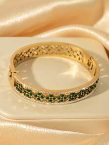 New Vintage Bohemian Style Stainless Steel Blue & Red Resin Hollow Pattern Bracelet, Exquisite Clasp Accessory - Exquisite Bracelet - View 9