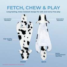 Best Pet Supplies 2-In-1 Stuffless Squeaky Dog Toys With Soft, Durable Fabric For Small, Medium, And Large Pets, No Stuffing For Indoor Play, Holds A Plastic Bottle - Cow, Medium,Medium,Cow - Con bò - Xem 4