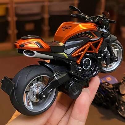 1:12 Scale Diecast Sound & Light Motorbike Model – All-Season Interactive Toy With LED Headlights, Zinc Alloy Body, Rubber Tires, Silver Plated Detailing – Ideal Craft Kit For Ages 3+, Holiday-Birthday Collectible Display Piece