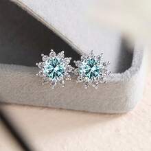 1 Pair 925 Sterling Silver 2 Carat Round Moissanite Stud Earrings For Women, Daily Wear, With GRA Certificate And Gift Box - 1CT*2 - View 6