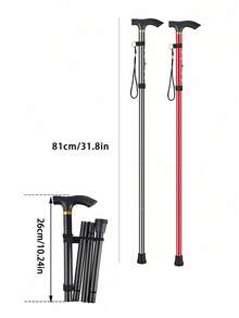 1 chiếc gậy leo núi bằng hợp kim nhôm, có thể điều chỉnh 5 cấp độ, gấp gọn, siêu nhẹ, thích hợp cho leo núi ngoài trời. - Nhiều màu - Xem 9