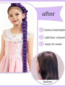 30 Inch Purple Braided Ponytail, Elastic Long Braid With Laser Decoration, Synthetic Heat-Resistant Fiber Wig, Suitable For Women's Daily Wear, Suitable For Various Occasions, Halloween - Multicolor - View 4