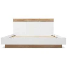 Wooden Double Bed, Floating Bed With Headboard, Consisting Of A Bed Frame And A Slatted Base - 205 X 184 X 90.5 Cm (W/L/H) Sonoma Oak/White Set (Mattress Not Included) - White - View 7