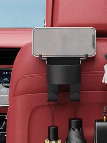 Car Mounted Multifunctional Water Cup Holder, Cup Holder, Car Seat, Rear Storage Box, Storage Rack, Backrest, Mobile Phone Holder, Fixing Bracket 1pc/2pcs - Black - View 8