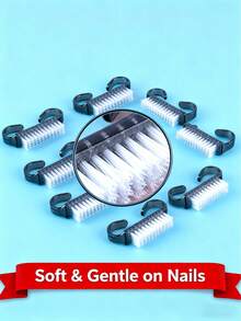 10 pezzi/50 pezzi Piccola spazzola nera per la pulizia delle unghie, spazzola per rimuovere polvere e sporco dalle unghie, spazzola multifunzione - nero - Visualizzare 4