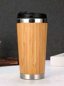 Custom Bamboo Mug, Fit Car Cup Holder Coffee Mug, Personalized Bamboo Insulated Travel Tumbler, Bamboo Stainless Steel Cup