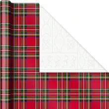 - Papel de regalo de Navidad reversible (3 rollos: 120 m2 ft. ttl) Merry Holidays, copos de nieve, muñecos de nieve, rayas rojas V4NO - Red Toile, Black Buffalo Plaid, Navidad, manualidades - Ver 8