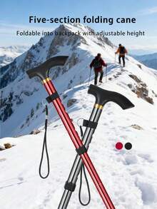 1 chiếc gậy leo núi bằng hợp kim nhôm, có thể điều chỉnh 5 cấp độ, gấp gọn, siêu nhẹ, thích hợp cho leo núi ngoài trời. - Nhiều màu - Xem 2
