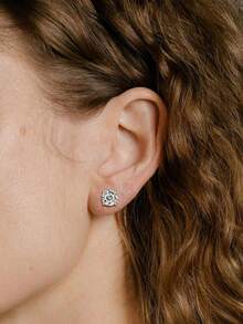 XUJIA 1 Pair 2.0 Carat/4.0 Carat Moissanite Stud Earrings, 925 Sterling Silver, 6.5mm/8mm, 1 Carat*2pcs/2 Carat*2pcs, D Color VVS1 Clarity Round Cut Moissanite Earrings, Women's Jewelry, Anniversary, Birthday, Christmas Gift - 金黃色 - 查看 8