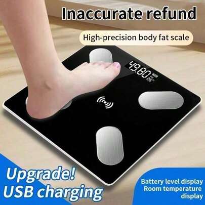 Digital Simple Bathroom Scale, Home Practical Body Fat Scale With Led Display, Body Composition Analyzer With Smartphone Application