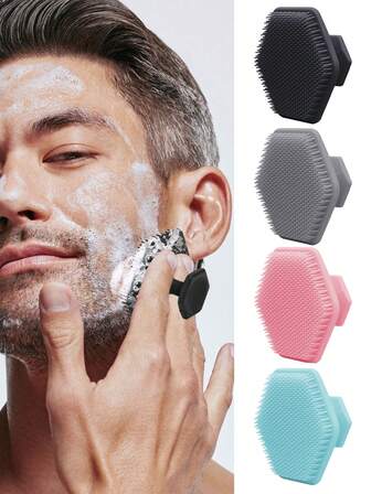 洁面刷、温和去角质垫、深层清洁按摩器、毛孔清洁仪、胡须按摩梳、头皮去角质、洗发、无香精、无刺激、亲肤、易握、提升剃须体验、适合日常清洁和护肤