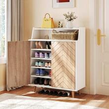 5 Tier Shoe Cabinet Shoe Storage Organizer With Doors And Adjustable Shelves - mặc định - Xem 3