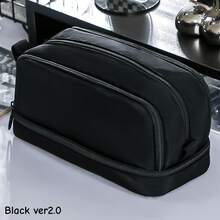 1pc Dual-Side Open Pen Bag Pencil Case 4 Compartments With Zipper & Portable Handle Storage Organizer Pouch For Stationery School - One Size - View 22