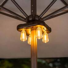 Paraguas de patio con temporizador funciona con pilas 3 modos de brillo luces inalambricas con bombillas LED Edison ideal para paraguas voladizo al aire ultima intervension patio - Marrón oscuro - Ver 1