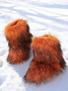 New Winter Warm Plush Faux Fur Snow Boots For Women - Dark Grey & Brown & Black Ankle Booties With Soft Lining, Cozy Slip-On Design For Cold Weather Outdoor & Indoor Wear Unisex Short Ankle Faux Raccoon Fur Snow Boots - Solid Classic Color, Super Smooth Fur Touches The Ground, Perfect For Christmas & Halloween, Y2K Style! Y2K Fashion Men's & Women's Snow Boots - Faux Raccoon Fur, Silky Smooth Floor-Reaching Fur, Solid Classic Shade, Ideal For Christmas & Halloween! Short Ankle Unisex Snow Boots With Faux Raccoon Fur - Solid Classic Color, Ultra-Smooth Fur Hits The Ground, Must-Have For Christmas & Halloween, Edgy Y2K Vibe! Christmas & Halloween Essential Faux Raccoon Fur Snow Boots (Unisex) - Solid Classic Hue, Smooth Fur Touches The Floor, Stylish Y2K Look! Y2K Short Ankle Snow Boots For Men & Women - Faux Raccoon Fur, Super Smooth Floor-Length Fur, Solid Classic Color, Great For Christmas & Halloween Celebrations! - Màu Cam san hô - Xem 2