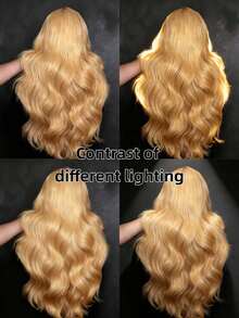 Synthetic Lace Front Wig Honey Blonde Water Wave Lace Frontal Wig 13x4 HD Long Body Wave Blonde Glueless Wigs For Women Suitable For Everyday Wear Heat Resistant Hair For Daily Or Events With Natural Density - 金髮女郎 - 查看 8