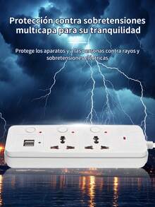 2 Piezas Regleta Cargador Multicontactos Premium Con 2 Salidas 2 Puertos Usb,Extensiones 4 Tomas,Cable de extensión, Protector contra sobretensiones con 4 salidas, 2 puertos USB,Extensión Eléctrica Multicontacto,adaptador de regleta para el hogar y la Oficina. - 2 piezas - Ver 5