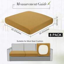 Newwiee 8Pcs Patio Cushion Covers Stretch Outdoor Cushion Cover Replacement For Patio Furniture Sofa Couch Slipcovers, Soft Flexibility Washable Furniture Protector(Waterproof Pure,Tan),One-Size,TanWaterproofPure - 防水純 - 查看 3