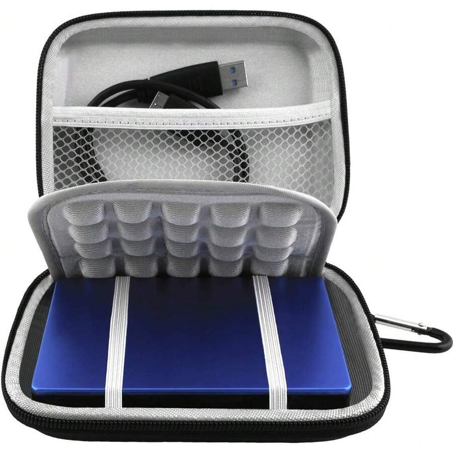 Lacdo Estuche de transporte para disco duro para Portable One Expansion Backup Plus Slim Game Drive Disco duro externo portátil 1TB 2TB 4TB 5TB USB 3.0 2.5 pulgadas Bolsa de viaje a prueba de golpes HDD, negro - Negro - Ver 1