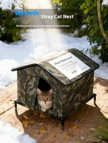 Casa impermeable para gato callejero con soporte para uso en exteriores, casa de gato salvaje cerrada, carpa para mascotas a prueba de frío, casa de mascotas cálida para invierno en exteriores - Multicolor - Ver 5