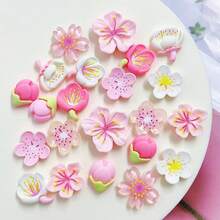 22pcs Creative Resin Decorative Pieces, Cute Flowers DIY Flat Crafts, Suitable For Phone Cases, Shoes, Frames, Earrings, Keychains, Decorations, Holiday & New Year Gifts - Pink - View 1
