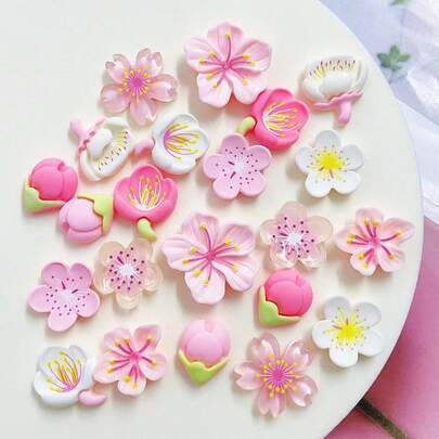 22pcs Creative Resin Decorative Pieces, Cute Flowers DIY Flat Crafts, Suitable For Phone Cases, Shoes, Frames, Earrings, Keychains, Decorations, Holiday & New Year Gifts