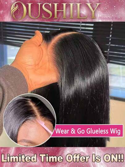 即戴即走，200% 密度直发 5*5 13*4 13*6 蕾丝前假发，带婴儿发 - 预剪、预拉、预熨烫，自然发际线，高清透明蕾丝前假发，无需胶水 - 自然黑色，预拔毛、预漂白，巴西原生发，中分假发 - 无需胶水，无需技巧，混合前额人发，全前额假发，无需胶水，真人发假发，无需胶水，适合女性日常佩戴，轻松佩戴