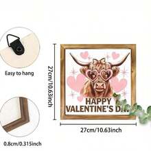 1 peça de moldura de madeira 3D com vaca das Terras Altas para pendurar na parede, ideal para quarto, sala de estar, casa e cozinha. Ótima opção de presente para casa nova, presente de Dia dos Namorados, moldura de madeira requintada para fotos e decoração de casa.