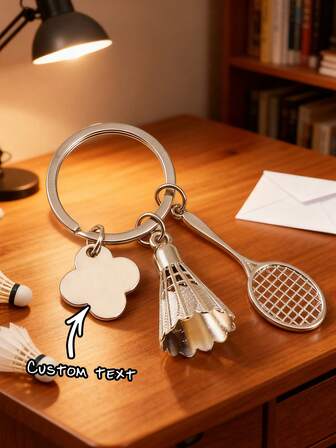 名前、スローガン、場所、日付をレーザー刻印したバドミントンキーホルダーカスタマイズ可能、誕生日、家族集会、バレンタインデー、親子、カップル、記念日の祝賀、母の日、父の日、彼氏、彼女へのギフトに適しています