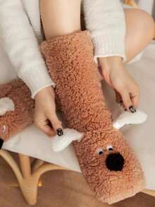 1/2/3 Pairs Autumn/Winter New Cartoon Cute Puppy Plush Coral Fleece Warm House Floor Sleep Children Socks - Multicolor - View 5