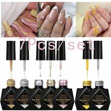 7支装 FOUR LILY 10ml 金属线条美甲凝胶，二合一超细刷法式美甲拉线美甲艺术凝胶 - 彩色 - 查看 8