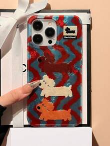 可爱不对称条纹涂鸦小狗手机壳，兼容 17 Pro/17 Pro Max、16、14 Pro Max/15/13/12/11，全覆盖保护套 - 彩色 - 查看 5