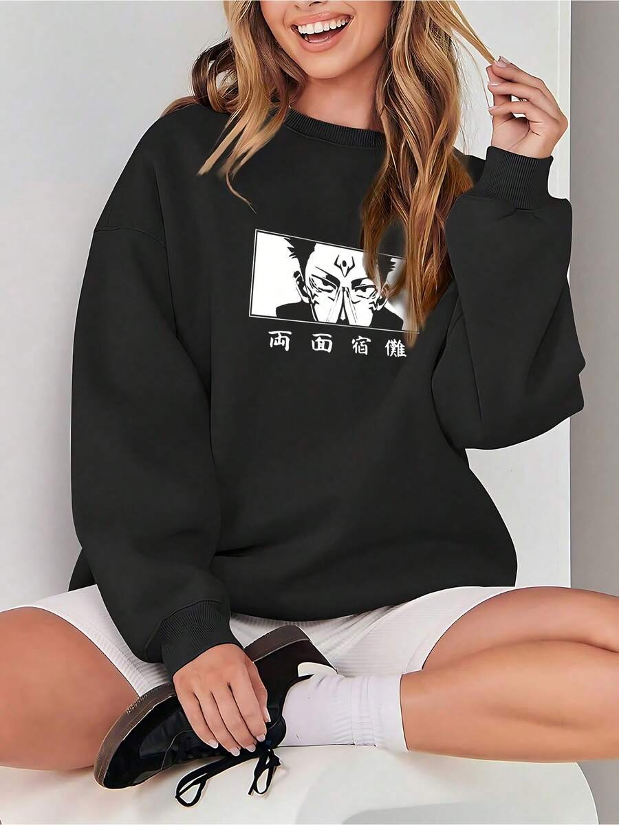 Sukuna Eyes Women Anime T Shirt 2022 Summer Round Neck Y2 K_593_t1 (2) - 黑色 - 查看 1