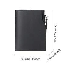 Cartera corta de cuero para hombres, cartera triple conúltiples tarjetas, monedero con cremallera para hombres - Marrón oscuro - Ver 7