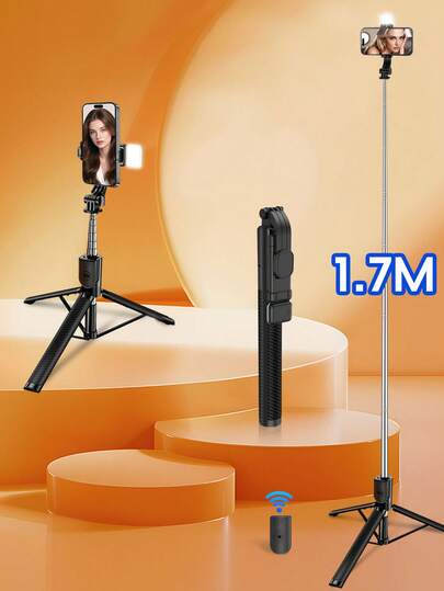 Este último modelo de palo de selfie con control remoto Bluetooth de 170 cm/69 pulgadas con soporte para teléfono y luz LED de relleno está hecho de material de aleación. Es adecuado para filmación de video, grabación de vida y viajes. Es un palo de selfie portátil que se puede extender, girar 360°, estabilizar y plegar. Una herramienta perfecta de fotografía para parejas en el Día de San Valentín.