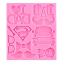 Father'S Day Fondant Molds I Love DAD 3D Silicone Molds Mustache Bow Tie Glasses Car Chocolate Mold For Sugar Cake Decorating Cupcake Topper Gum Paste Candy Polymer Clay,StyleC - StyleC - 查看 7