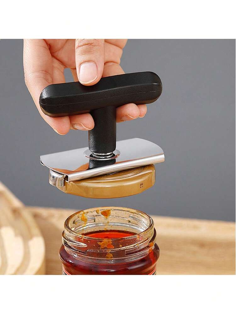 1pc Stainless Steel Can Opener, Labor-Saving Easy Rotating Multifunctional Bottle Opener, Anti-Slip Kitchen Tool For Home & Restaurant Use - Multicolor - View 2